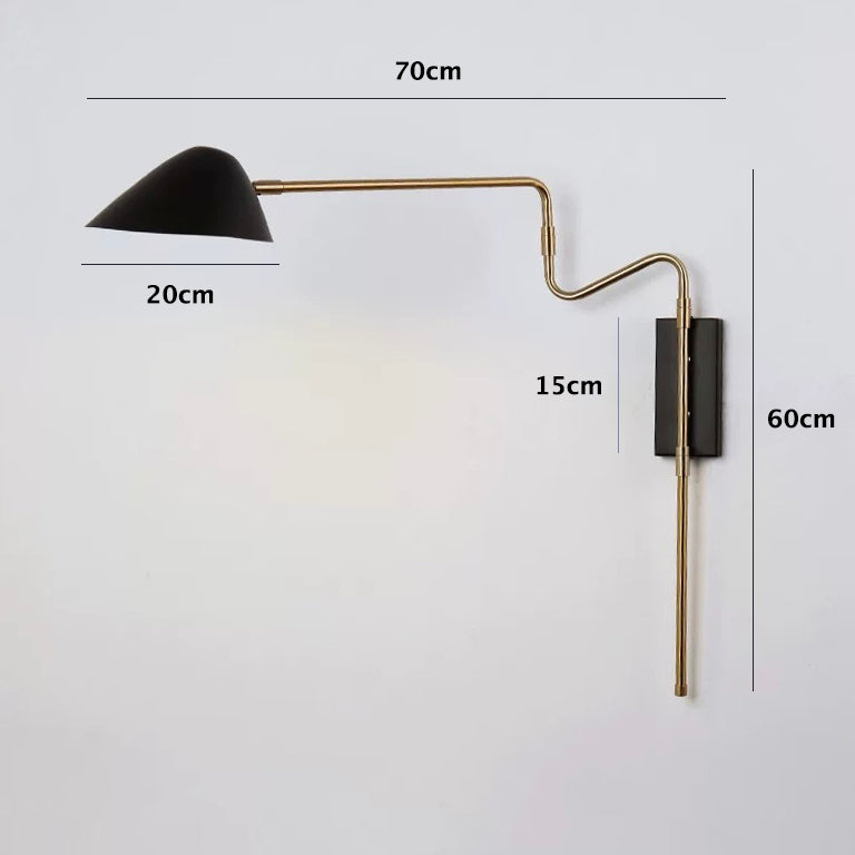 Black Metal Swan-Neck Wall Light in Scandinavian Style