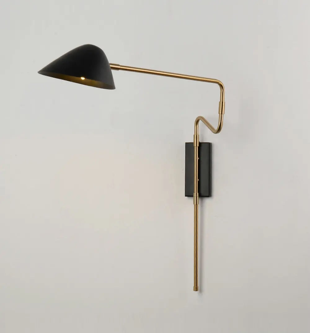 Black Metal Swan-Neck Wall Light in Scandinavian Style