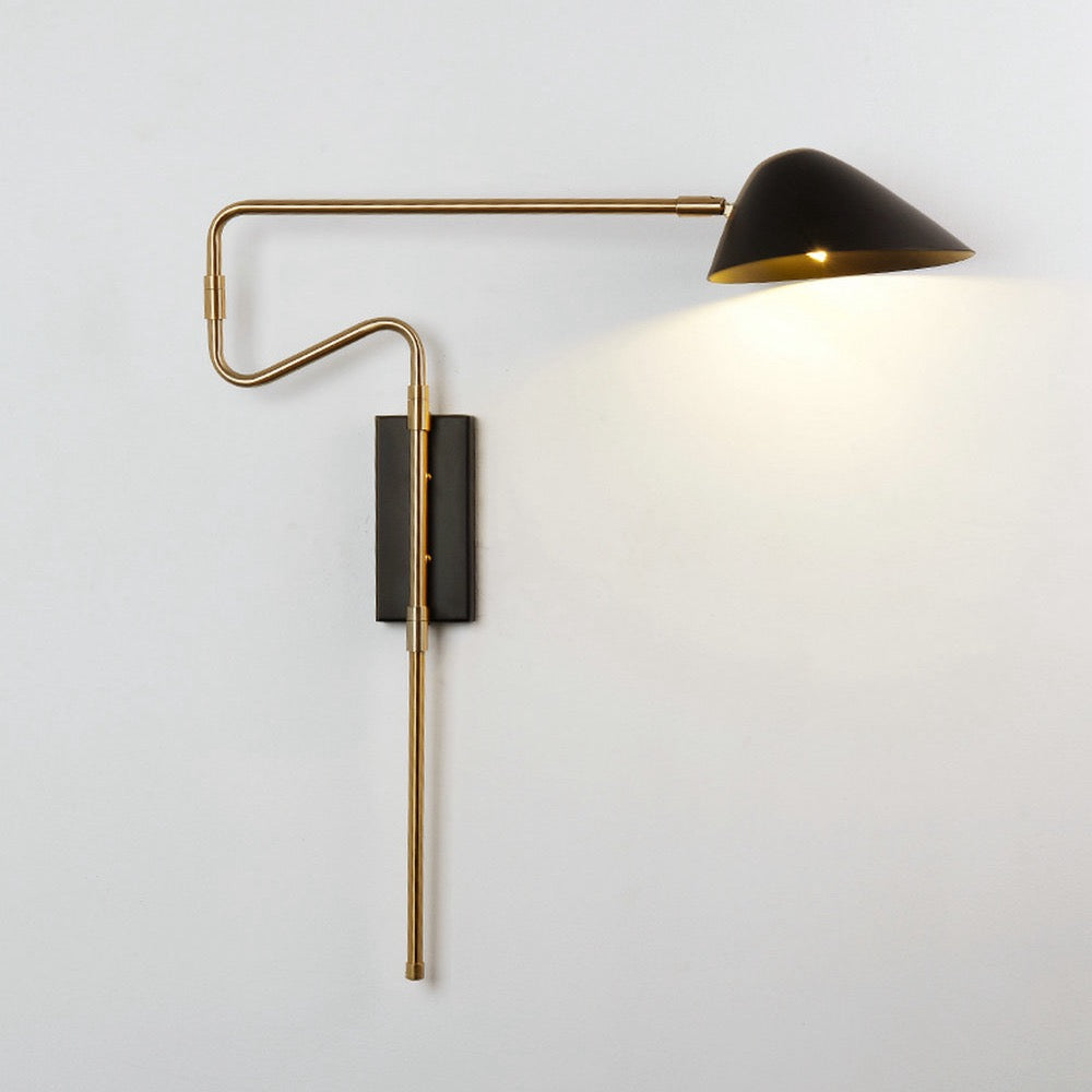 Black Metal Swan-Neck Wall Light in Scandinavian Style