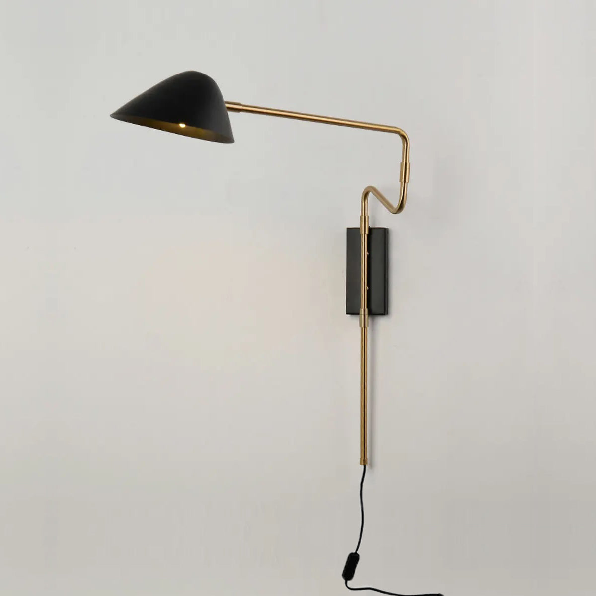 Black Metal Swan-Neck Wall Light in Scandinavian Style