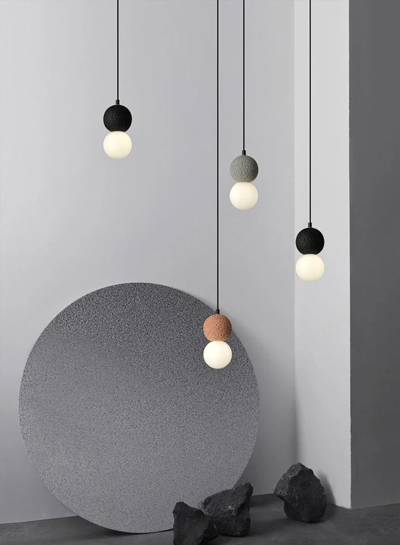 Cement and Glass Double Globes Pendant LED Light in Modern &amp; Contemporary Style_in Hallway