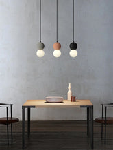 Cement and Glass Double Globes Pendant LED Light in Modern & Contemporary Style_in Japandi Dining Room