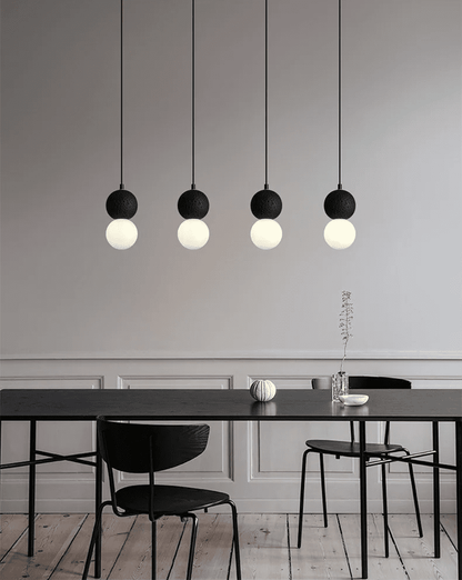 Cement and Glass Double Globes Pendant LED Light in Modern &amp; Contemporary Style_Black_in Modern Space