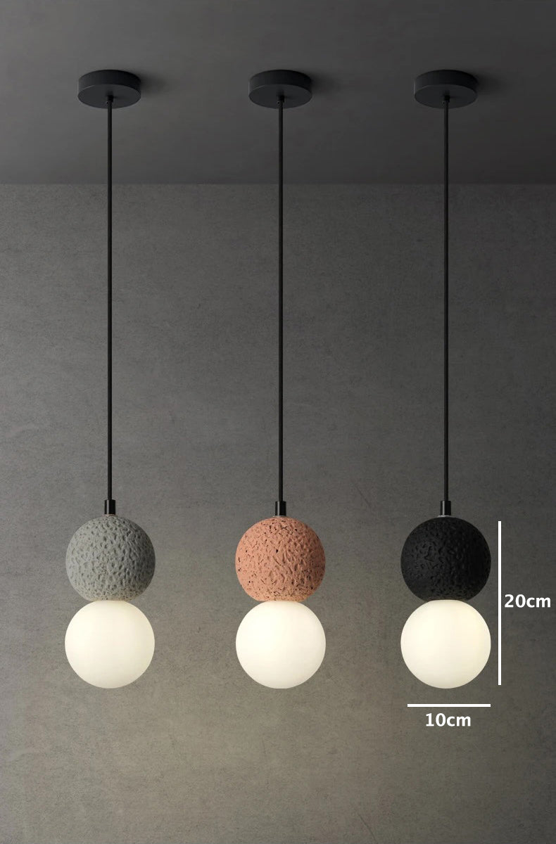 Cement and Glass Double Globes Pendant LED Light in Modern &amp; Contemporary Style_Dimensions