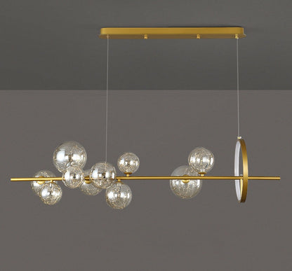 Chandelier with LED Fairy Lights Glass Globes and Aluminum Rings in Modern &amp; Contemporary Style_Unlit