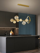 Chandelier with LED Fairy Lights Glass Globes and Aluminum Rings in Modern & Contemporary Style_in Modern Kitchen