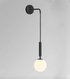 Dangling Milky Glass Globe LED Wall Light with Brushed Brass Lamp Fixture in Mid-Century Modern Style