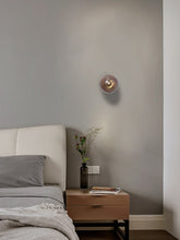 Globe LED Wall Light with Wood Lamp Fixture in Scandinavian Style_Clear in Nordic Bedroom