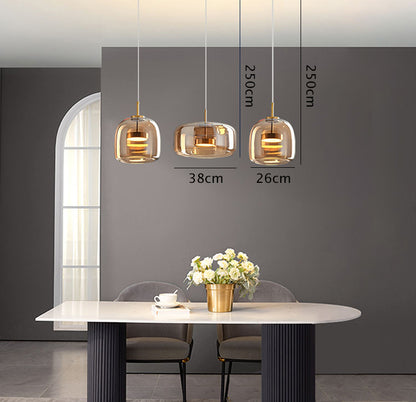 Handmade Double Glazed Glass Pendant LED Light in Modern &amp; Contemporary Style_Dimensions