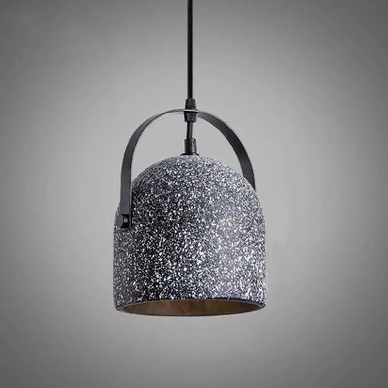 Industrial Black Bucket Concrete Pendant Light