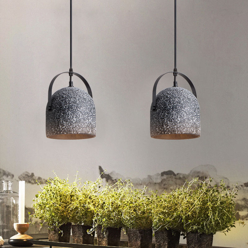 Industrial Black Bucket Concrete Pendant Light