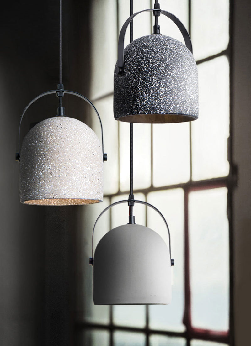 Industrial Gray Bucket Concrete Pendant Light