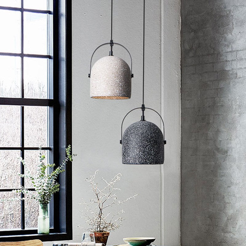 Industrial Gray Bucket Concrete Pendant Light