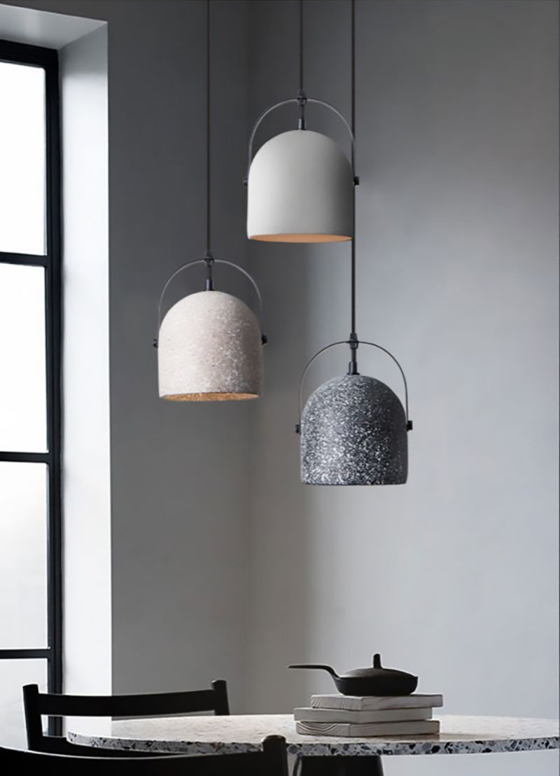 Industrial Gray Bucket Concrete Pendant Light