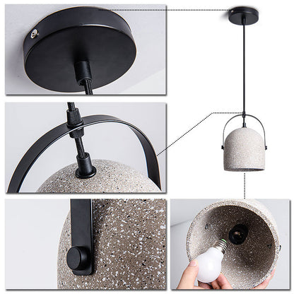 Industrial Gray Bucket Concrete Pendant Light