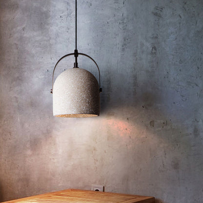 Industrial Gray Bucket Concrete Pendant Light