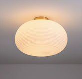 Modern Ceramic Lantern LED Flush Mount Ceiling Light Fixture in Art Deco Style_Round Warm