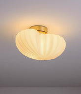 Modern Ceramic Lantern LED Flush Mount Ceiling Light Fixture in Art Deco Style_Eggshell