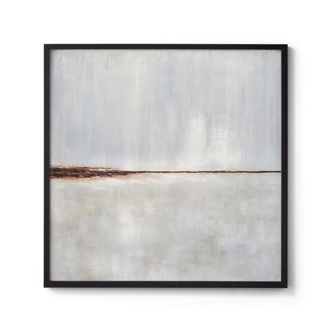 Minimalist Abstract Brown Horizon Painting Wall Art on Gray Background