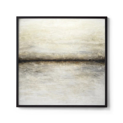 Minimalist Abstract Horizon Painting Wall Art in Beige Brown and Black