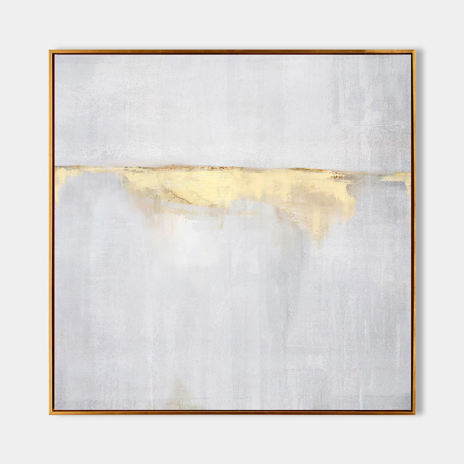 Art Deco Abstract Golden Horizon on Gray Painting Wall Art