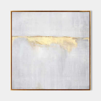 Art Deco Abstract Golden Horizon on Gray Painting Wall Art