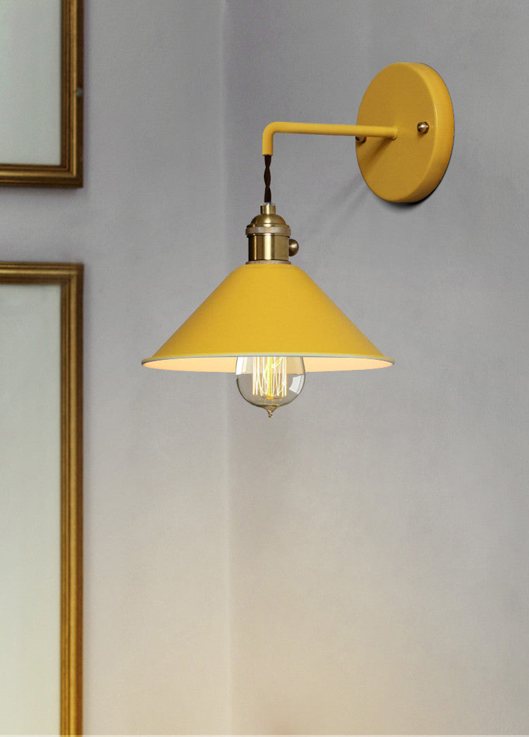 Nordic Industrial Cone Yellow Wall Light