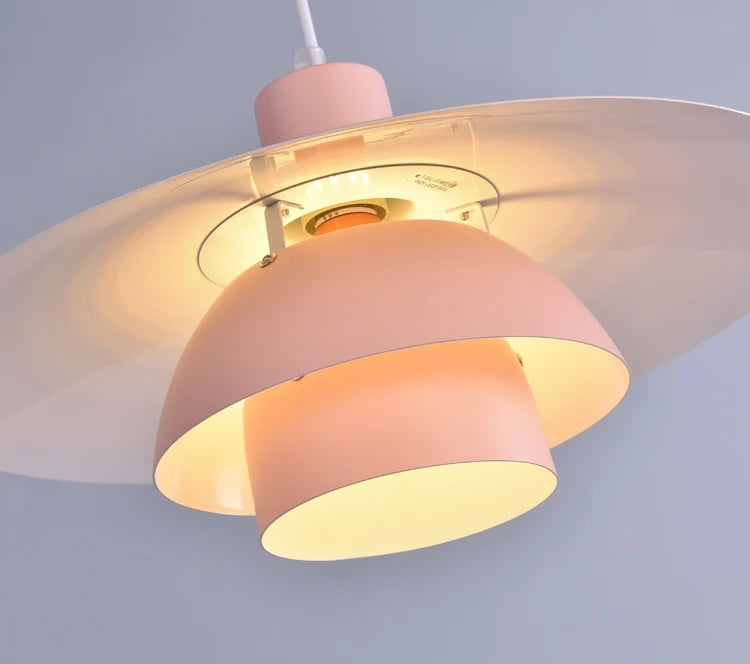 Scandi Mid-Century Modern Pink Umbrella Ceiling Pendant Light