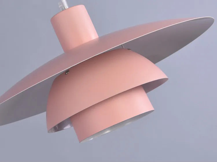 Scandi Mid-Century Modern Pink Umbrella Ceiling Pendant Light