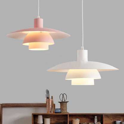 Scandi Mid-Century Modern White Umbrella Ceiling Pendant Light