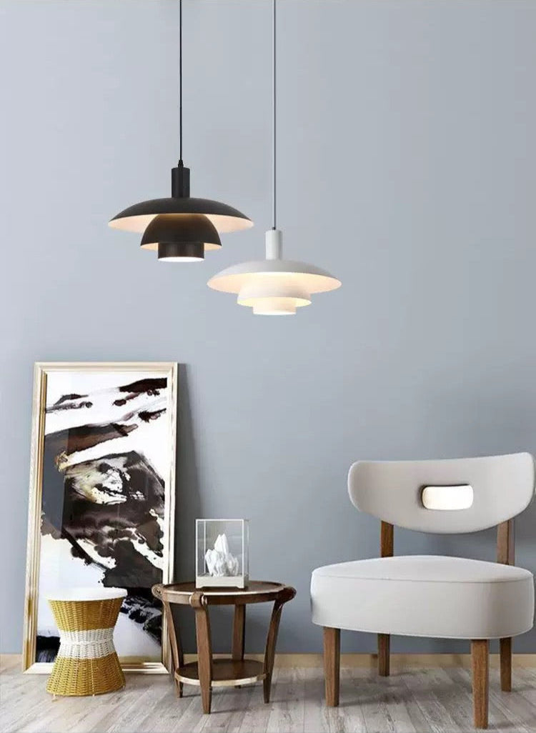 Scandi Mid-Century Modern Black Umbrella Ceiling Pendant Light