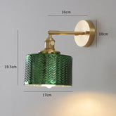 Shiny Green Glass Cylinder LED Wall Light in Art Deco Style