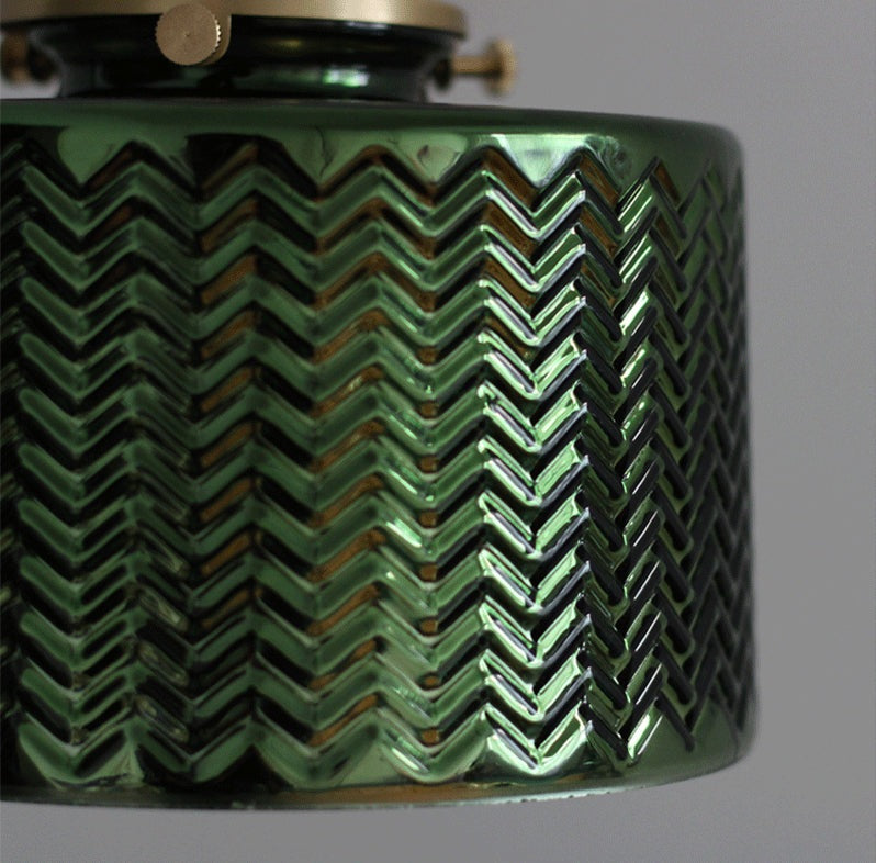 Shiny Green Glass Cylinder LED Wall Light in Art Deco Style