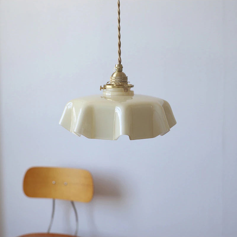 Vintage Cream Handkerchief Opaline Glass Ceiling Pendant Light