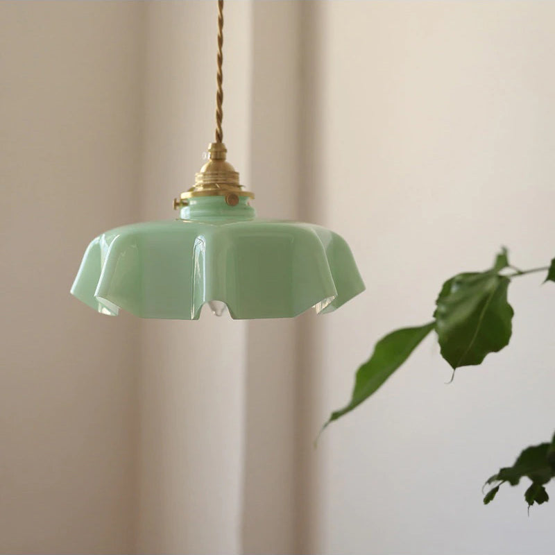 Vintage Pastel Green Handkerchief Opaline Glass Ceiling Pendant Light