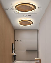 Wooden LED Flush Mount Ceiling Light with Metal Ring in Modern & Contemporary Style Dimensions