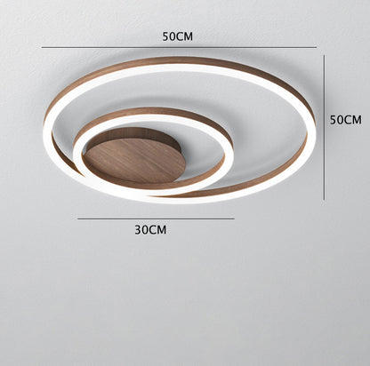 Wooden LED Flush Mount Ceiling Light with Single, Double or Triple Rings in Modern &amp; Contemporary Style