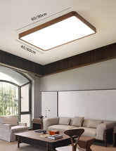 Wooden Rectangular LED Flush Mount Ceiling Light in Scandinavian Style_Dimensions