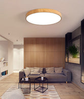 Wooden Round LED Flush Mount Ceiling Light in Scandinavian Style