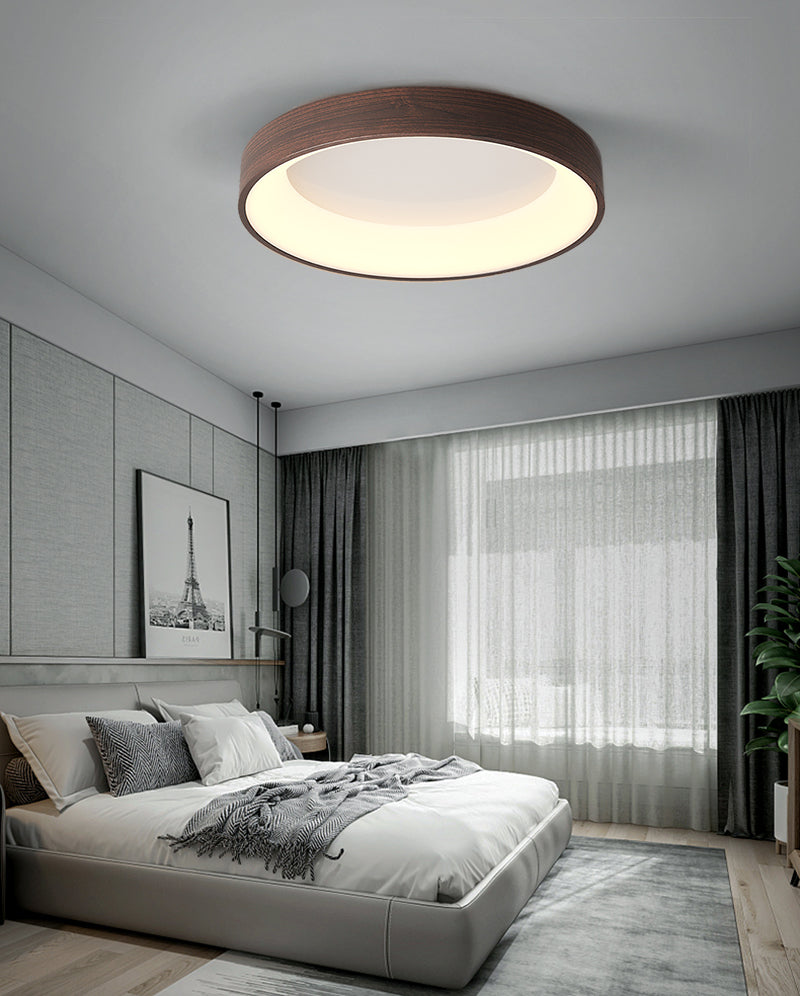 Wooden Round Ring LED Flush Mount Ceiling Light in Scandinavian Style