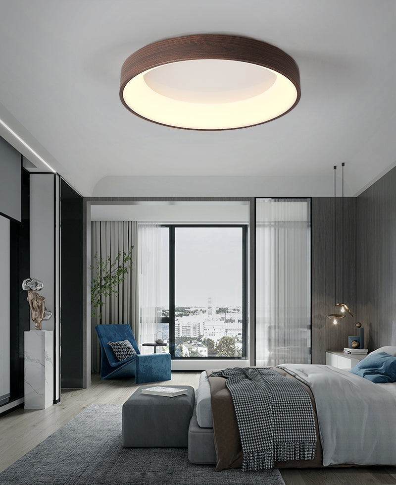 Wooden Round Ring LED Flush Mount Ceiling Light in Scandinavian Style