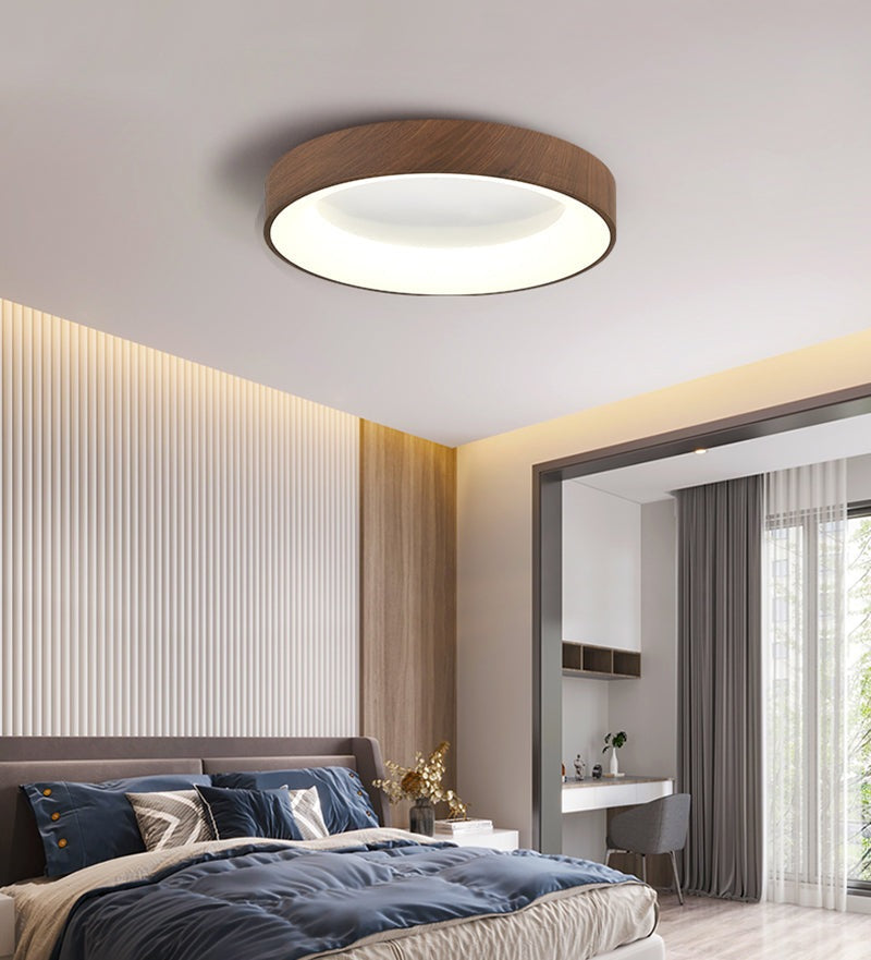 Wooden Round Ring LED Flush Mount Ceiling Light in Scandinavian Style