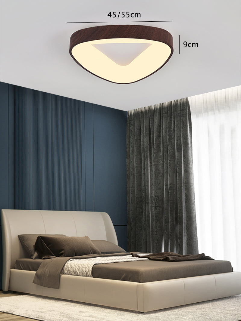 Wooden Triangular Ring LED Flush Mount Ceiling Light in Scandinavian Style