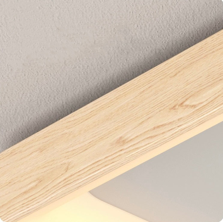 Wooden Triangular Ring LED Flush Mount Ceiling Light in Scandinavian Style