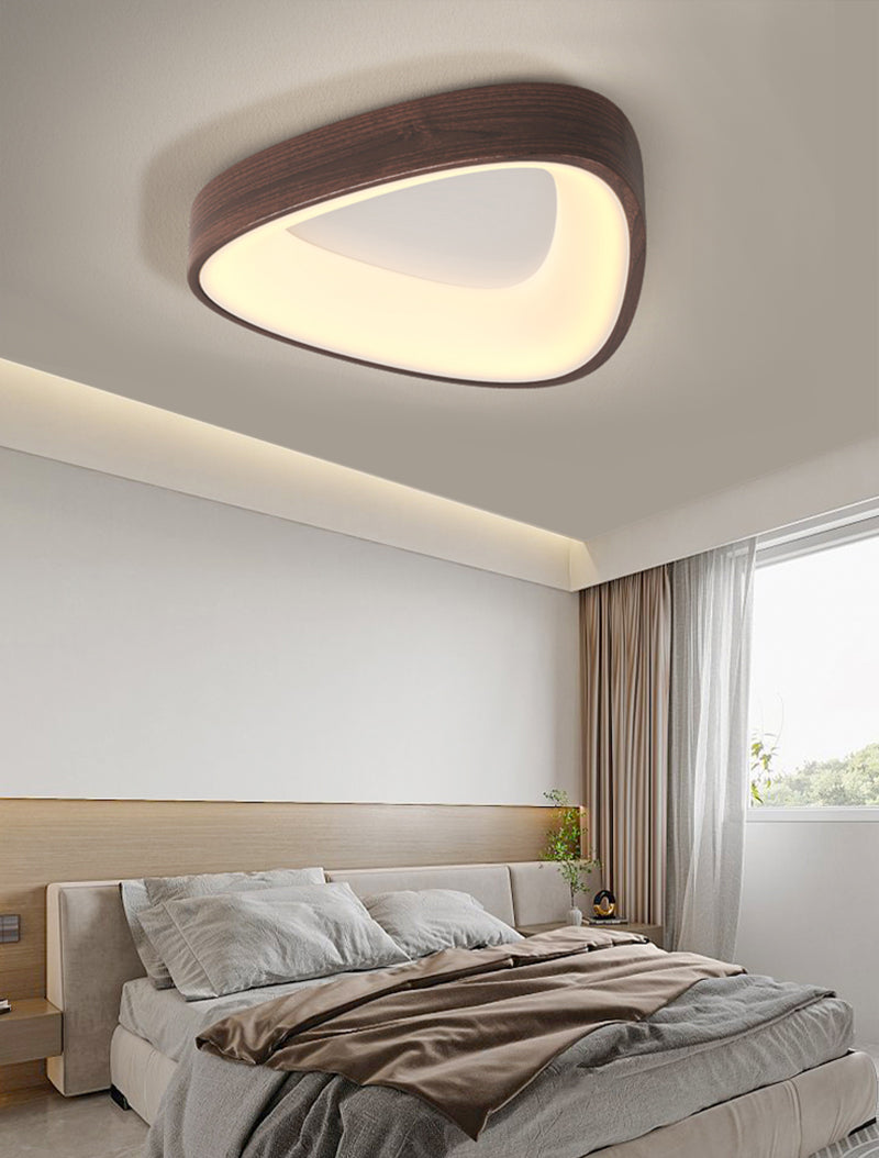 Wooden Triangular Ring LED Flush Mount Ceiling Light in Scandinavian Style