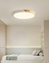 Wooden and Acrylic LED Flush Mount Ceiling Light in Scandinavian Style_White_in Minimalist Bedroom