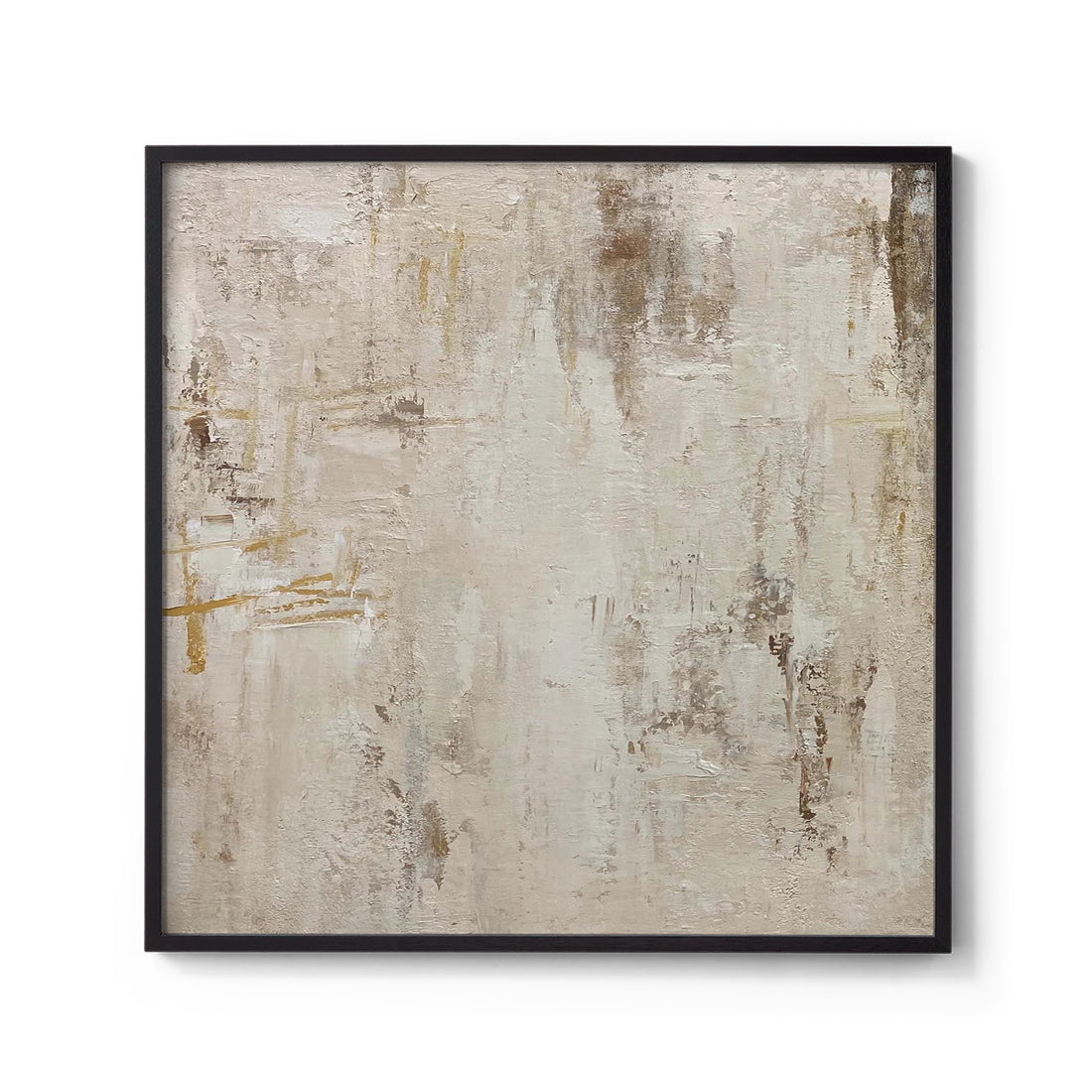 Minimalist Abstract Earth Tone Painting Wall Art with Strokes of Yellow