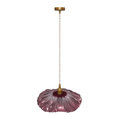 Violet Glass Sunflower Pendant LED Light in Vintage Style - Bulb Included