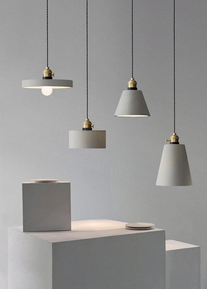 Handmade Artisanal Cement Pendant LED Light in Nordic Style - Bulb Included