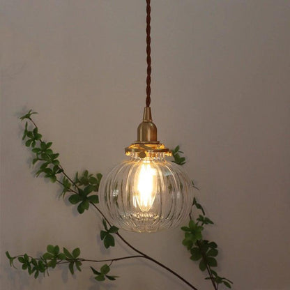 Handmade Clear Glass Ball Pendant LED Light in Vintage Style - Bulb Included